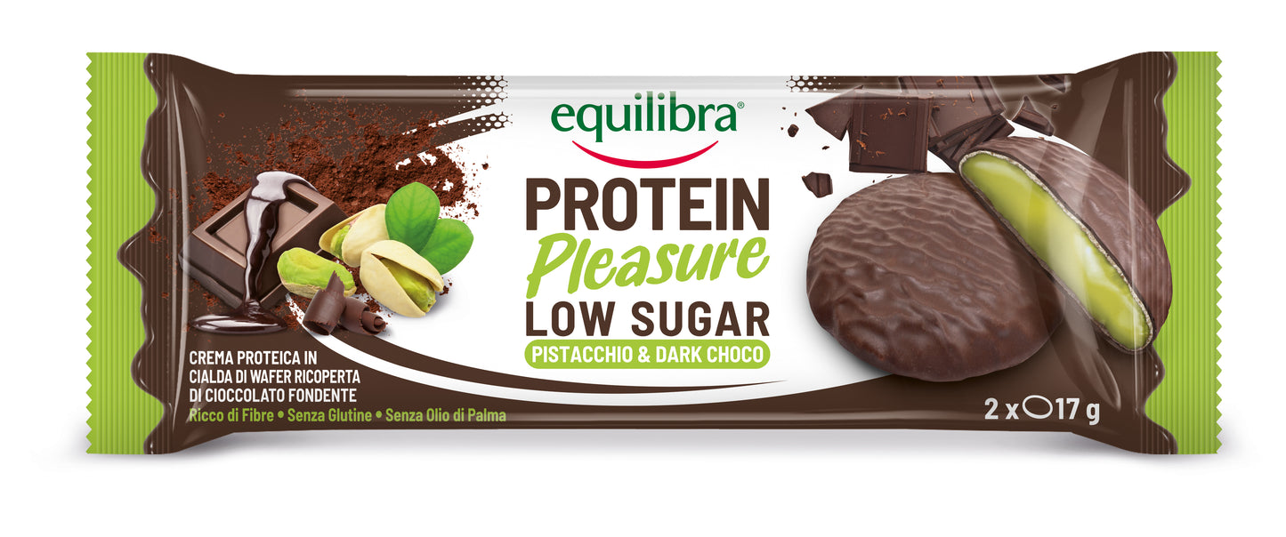 Dobloni Protein Pleasure al gusto Pistacchio e Cioccolato Fondente con crema proteica e a basso contenuto di zuccheri