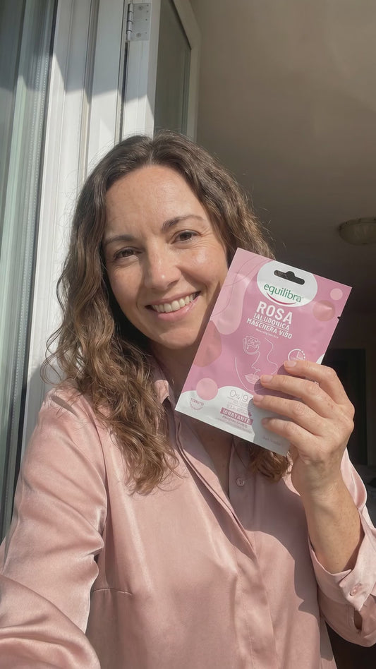 Equilibra Rosa Ialuronica Maschera Viso Idratante in Tessuto 100% Naturale 1 Pezzo
