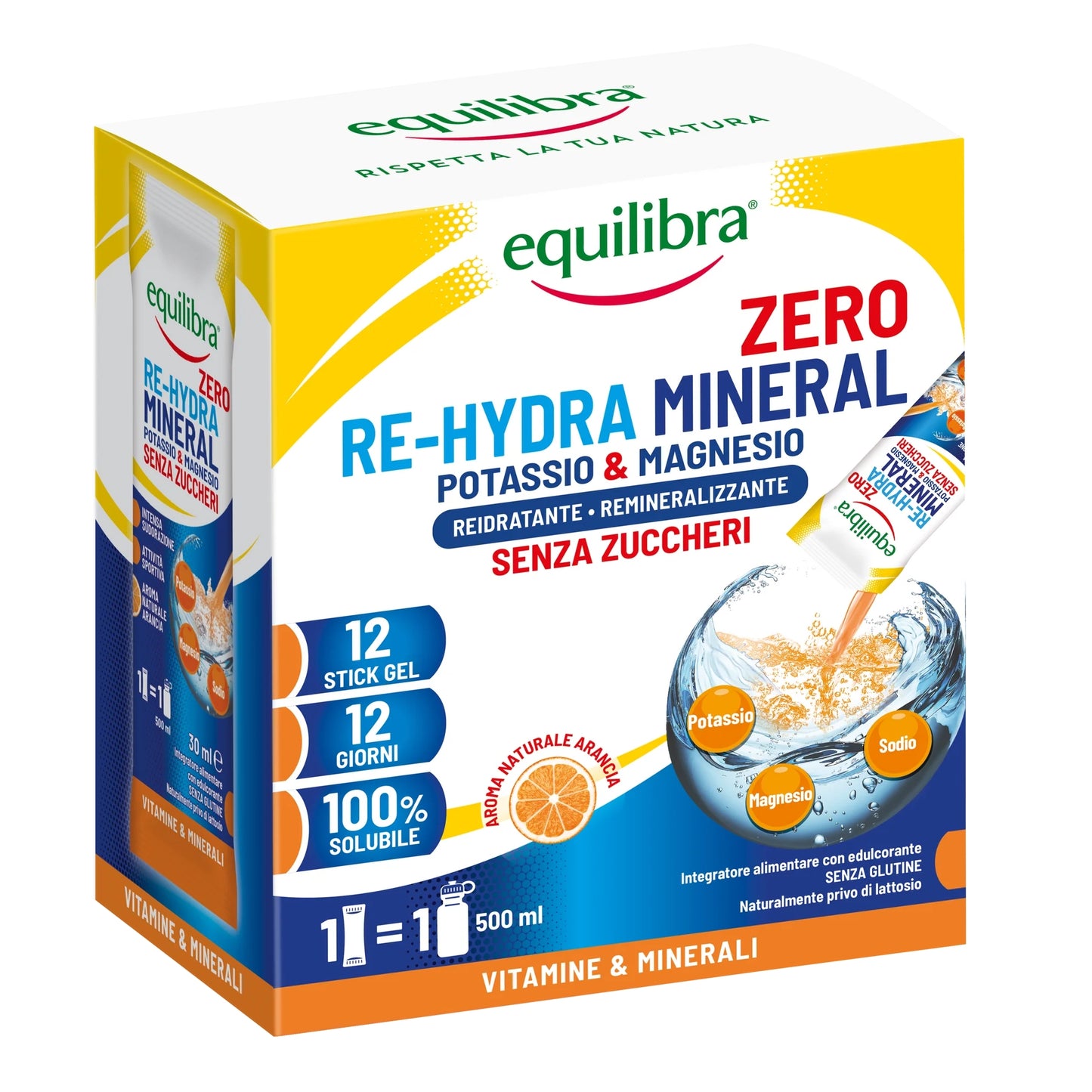 Potassio & Magnesio Re-Hydra Mineral ZERO in stick per il reintegro dei sali minerali