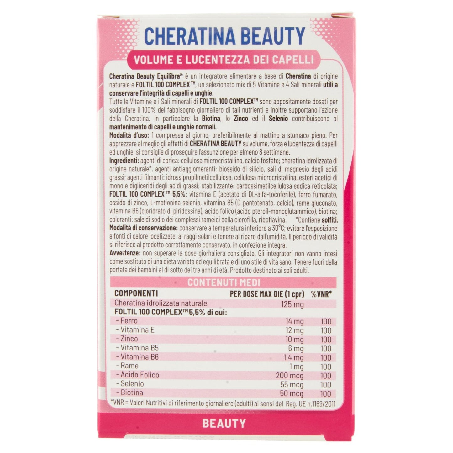 Cheratina Beauty per volume e lucentezza dei capelli
20 compresse