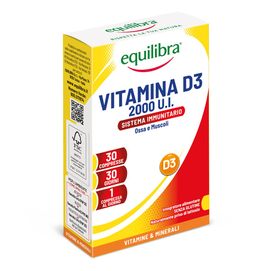 Equilibra Vitamina D3 2000 U.I. 30 Compresse Integratore per Sistema Immunitario
