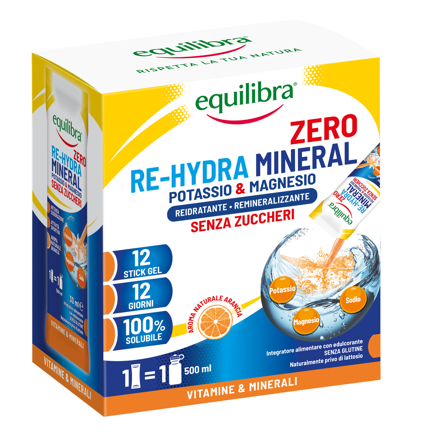 Potassio & Magnesio Re-Hydra Mineral ZERO in stick per il reintegro dei sali minerali