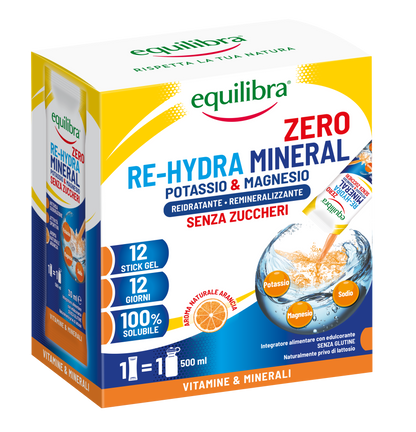 Potassio & Magnesio Re-Hydra Mineral ZERO in stick per il reintegro dei sali minerali