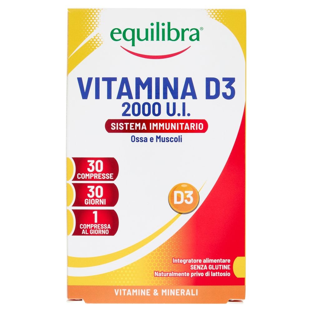 Equilibra Vitamina D3 2000 U.I. 30 Compresse Integratore per Sistema Immunitario